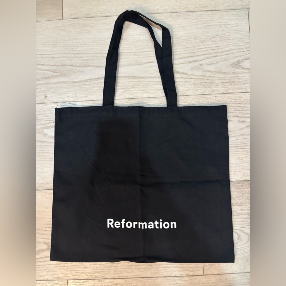 Reformation Black Canvas Logo Tote Bag Eco Friendly Shopping Bag